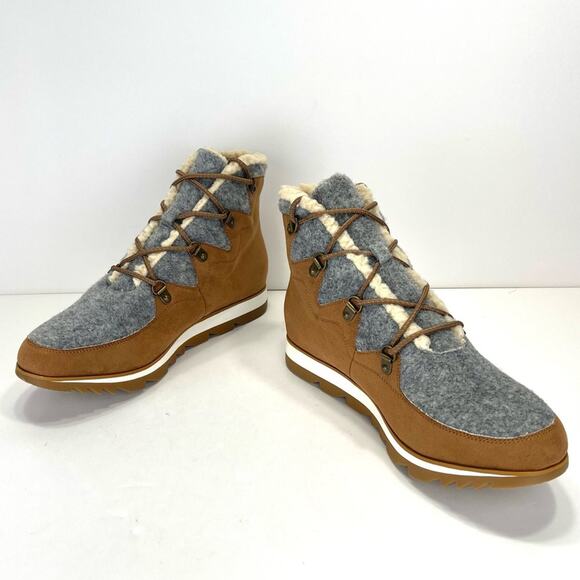 Sonoma Ortholite Eco Women Brown Winter Bootie Sz 10 Faux Suede/Fur Lace-Up New - Picture 2 of 16